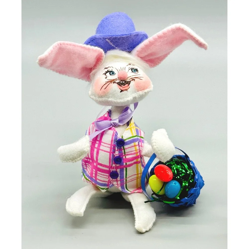 Annalee Easter Bunny Rabbit Couple Pink Plaid Spring Decor 2016 A